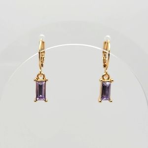 Lilac Gemstone Drop Huggie Earrings
